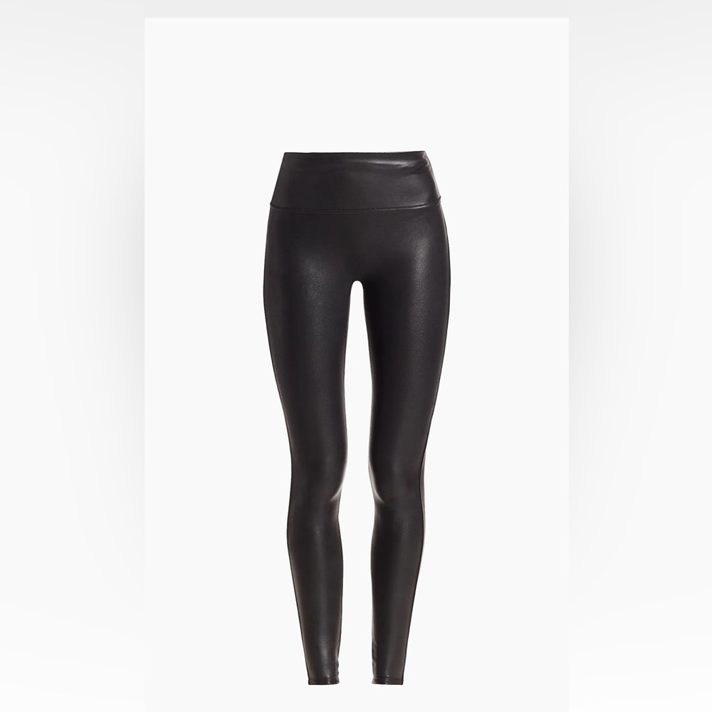 SPANX Shiny Faux Black Leather Leggings